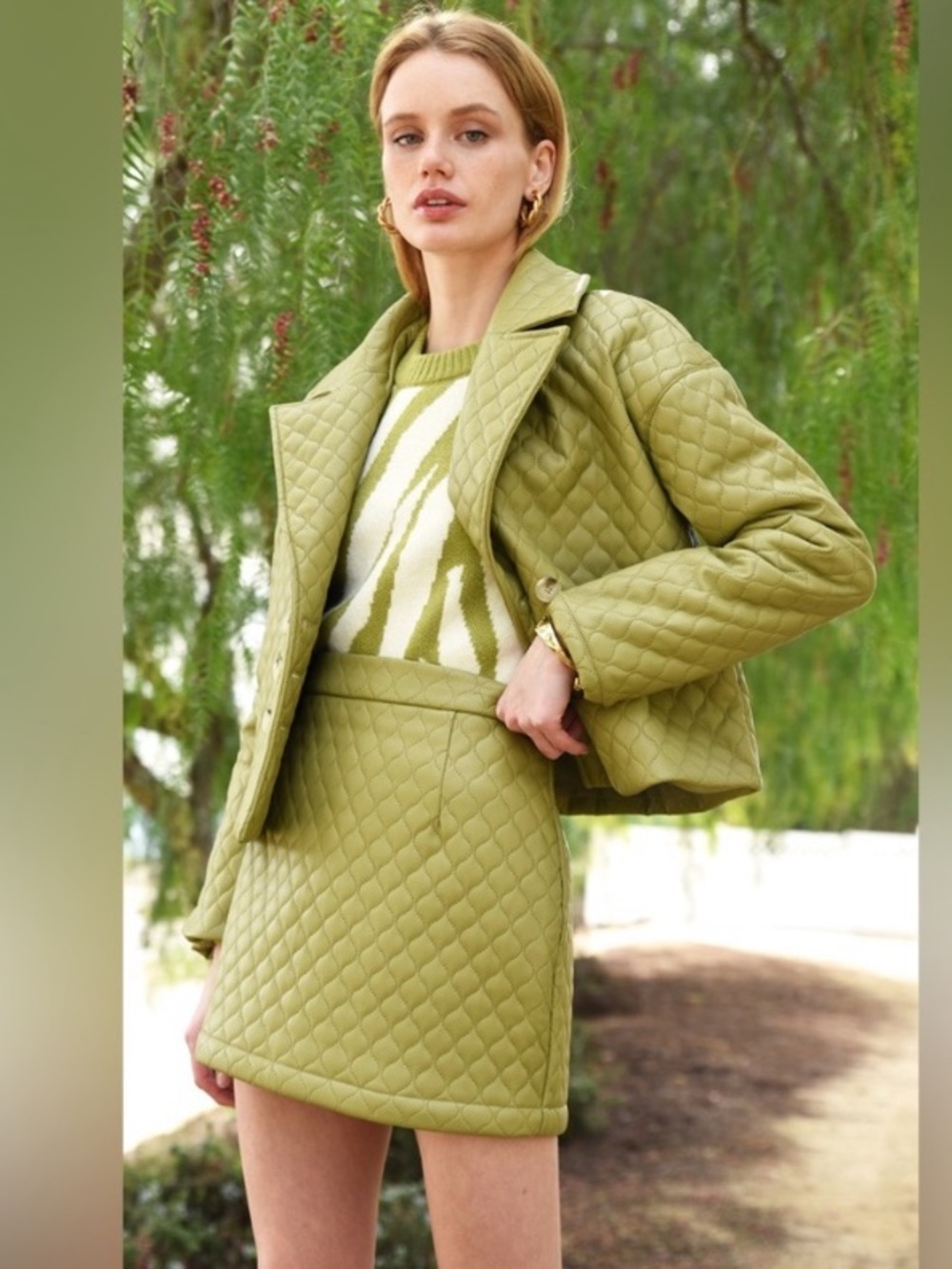 RARE Greylin quilted vegan leather green jacket NWT - Picture 2 of 5
